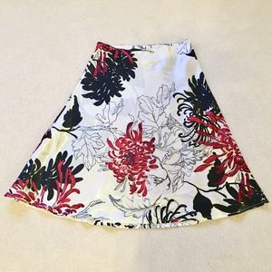 Exotic Oriental Style Floral Silky Skirt